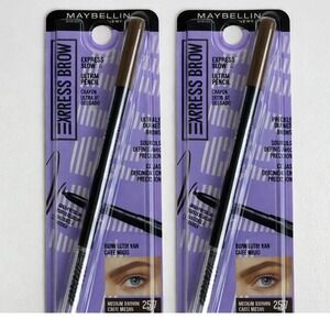 Set of 2 Maybelline Express Brow Ultra Slim Pencil 257 Medium Brown New Sealed